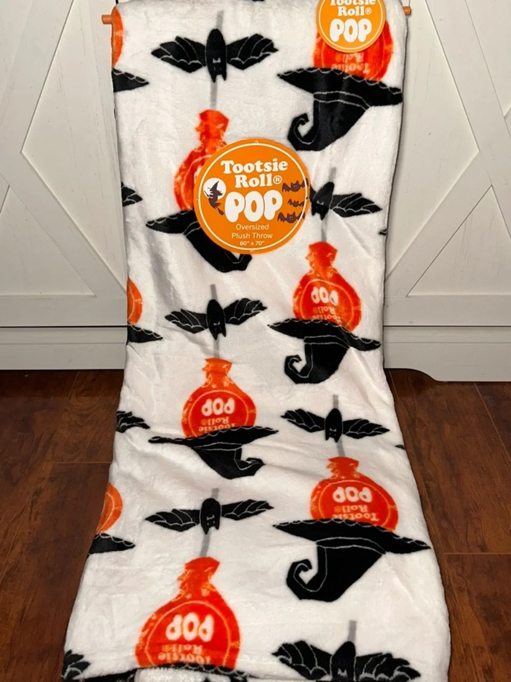 Tootsie Roll Pop with Witches Hat Plush Throw Blanket
